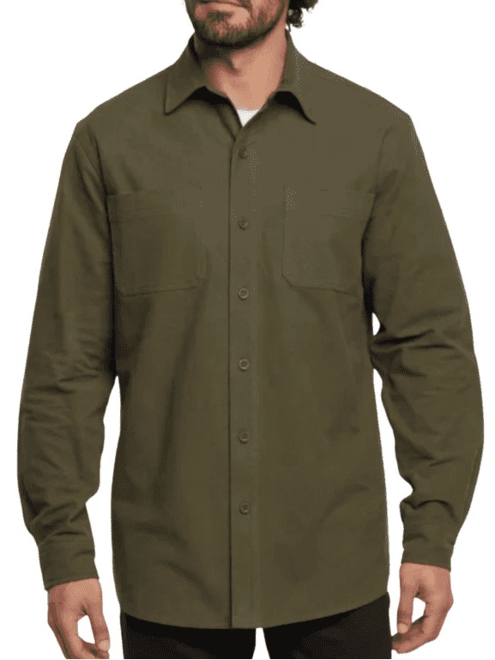Woolrich Green Label Chamois 100% Cotton Olive Green Button-Up Shirt
Mens Large